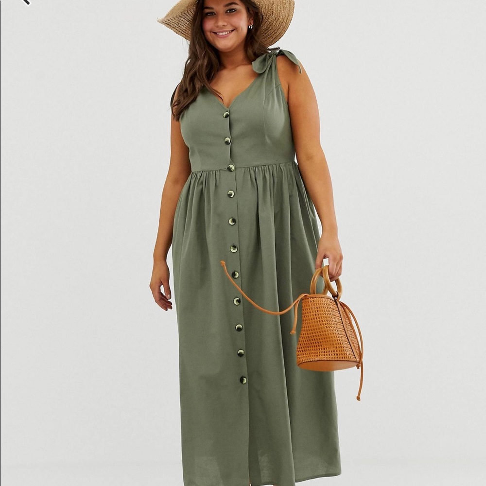 NWT Asos Olive green khaki dress w/tie straps